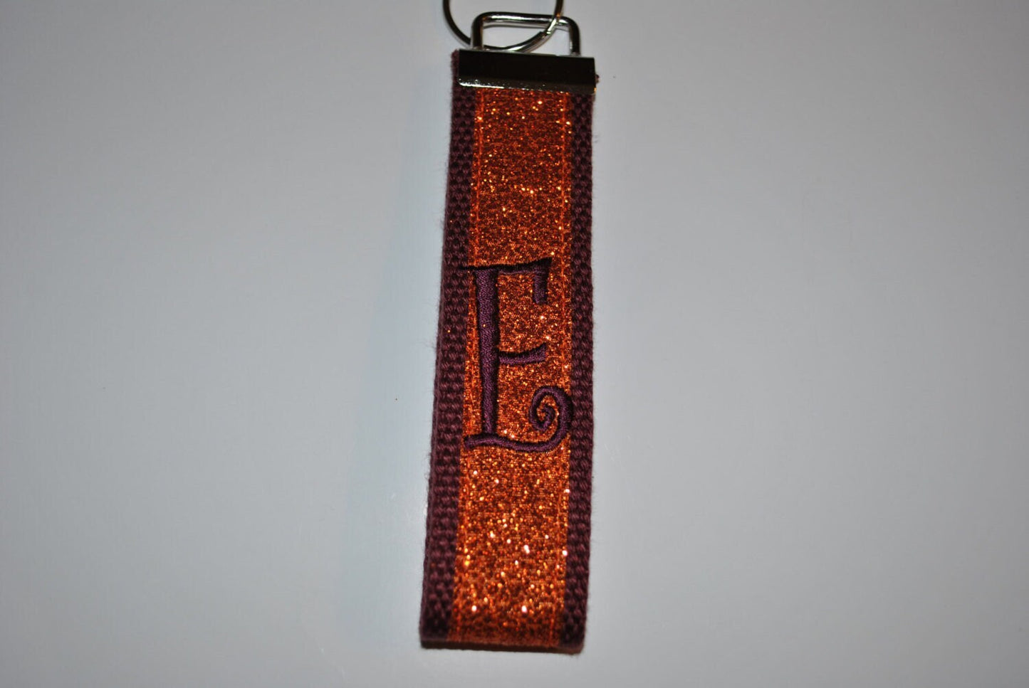 Virginia Tech University Keychain - Monogrammed Key Fob Cotton Webbing Grosgrain Ribbon Wristlet, Embroidery keychain