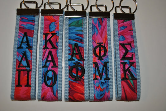 Sorority Keychain - Key Fob/Wristlet/Official Licensed Product/Greek Life/ Personlized/Embroidery/Choose Sorority/Personalize