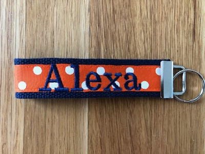 Virginia Keychain/Syracuse Keychain, Univ of Illinois, Auburn Keychain/Glitter Keychain/Monogrammed KeyFob Wristlet