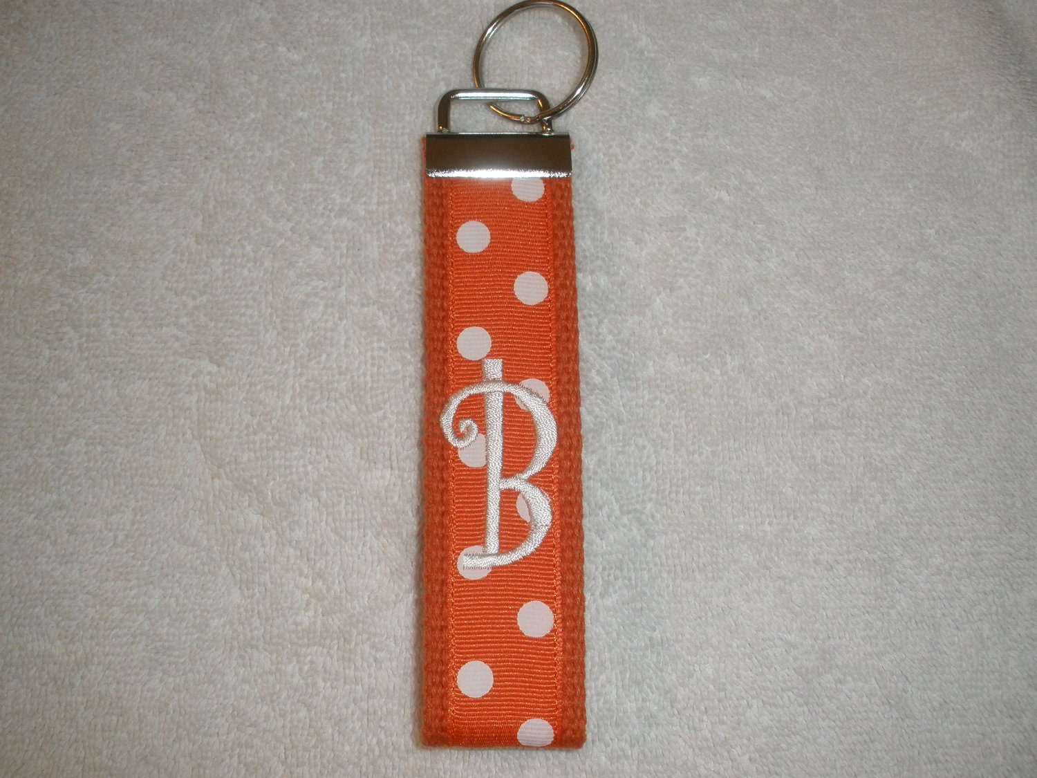 Tennessee Keychain - Monogrammed Key Fob Keychain Cotton Orange Webbing Orange Ribbon Wristlet