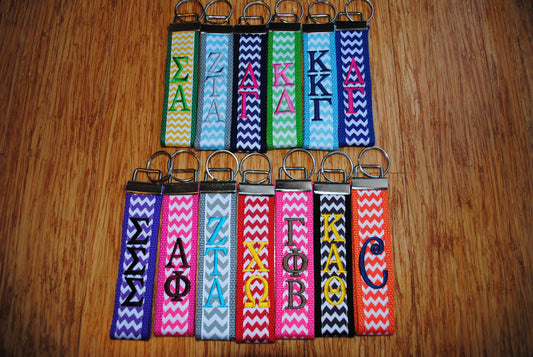 Sorority Keychain -Chevron Keychain/Grandmother/Monogrammed-Choose Color,Sorority, Letter, Personalized Wristlet Licensed product Embroidery
