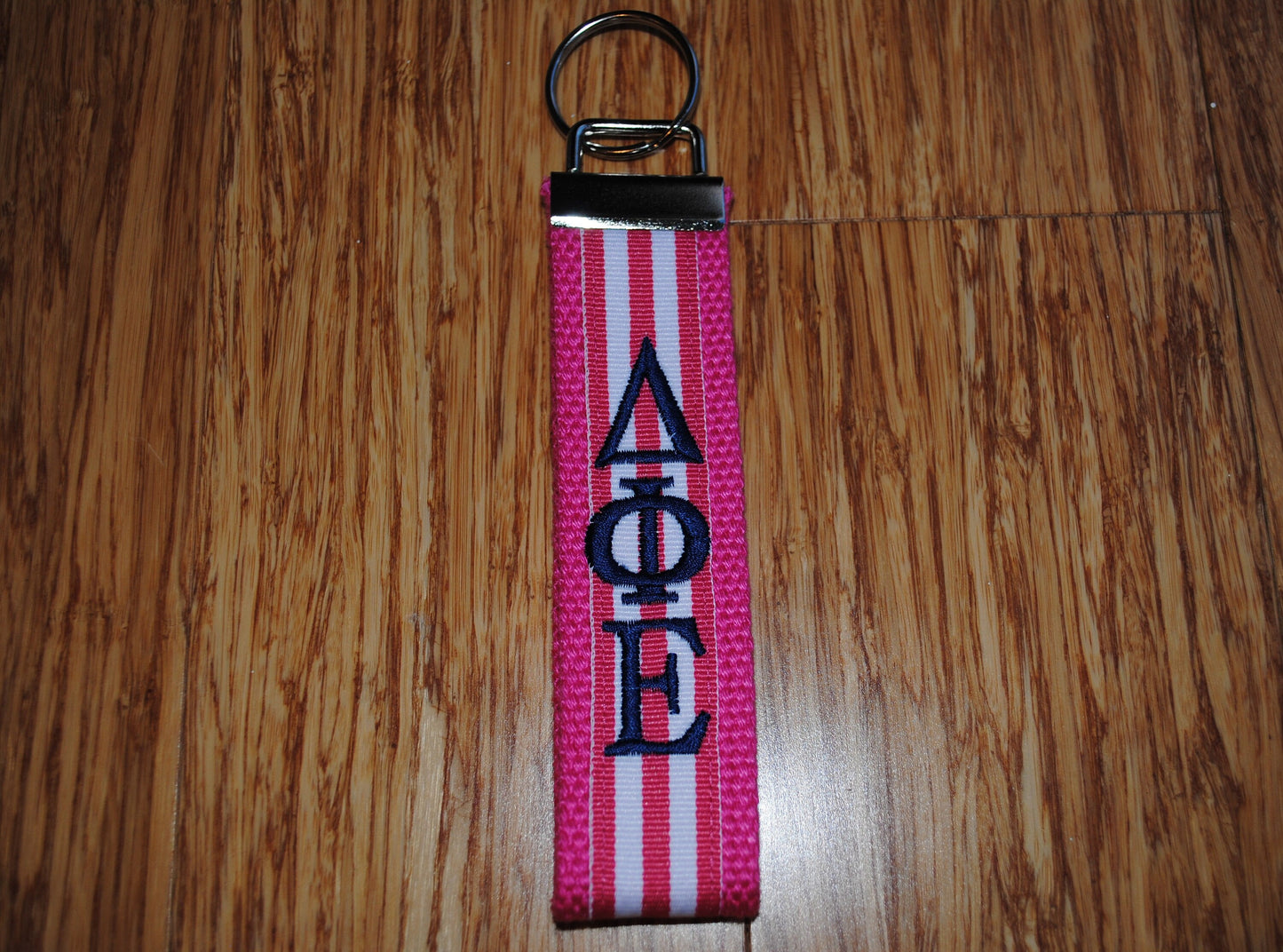 Sorority Keychain - Stripe Keychain Monogrammed-Choose Design,Sorority, Letter, Personalized Wristlet Licensed product.Key Fob, Embroidery