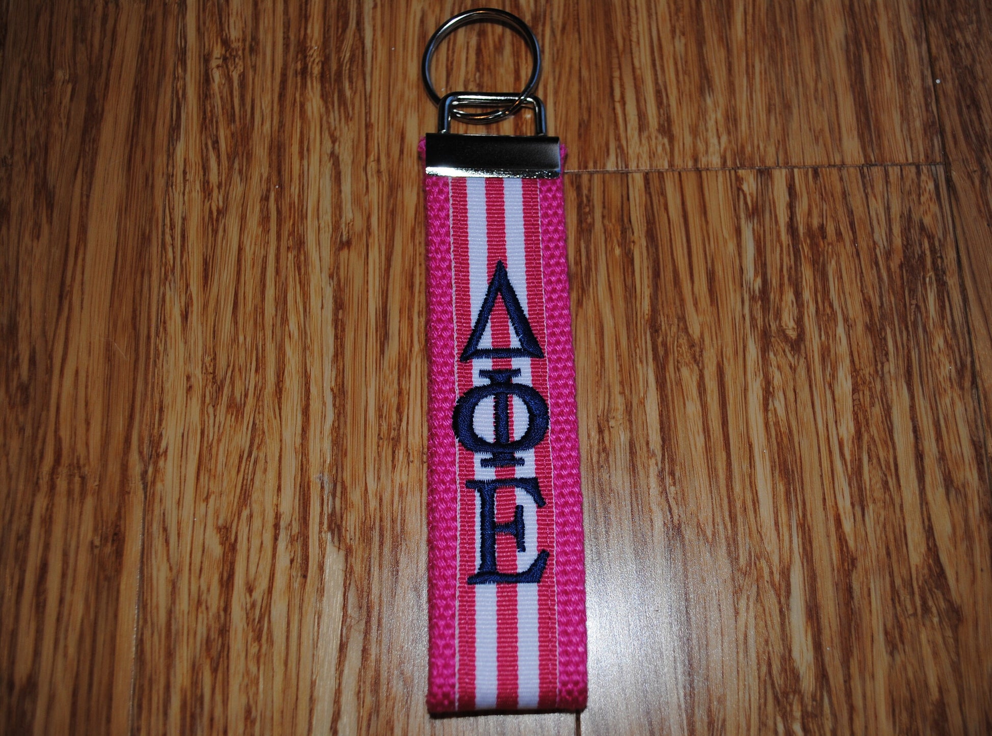 Sorority Keychain - Stripe Keychain Monogrammed-Choose Design,Sorority, Letter, Personalized Wristlet Licensed product.Key Fob, Embroidery