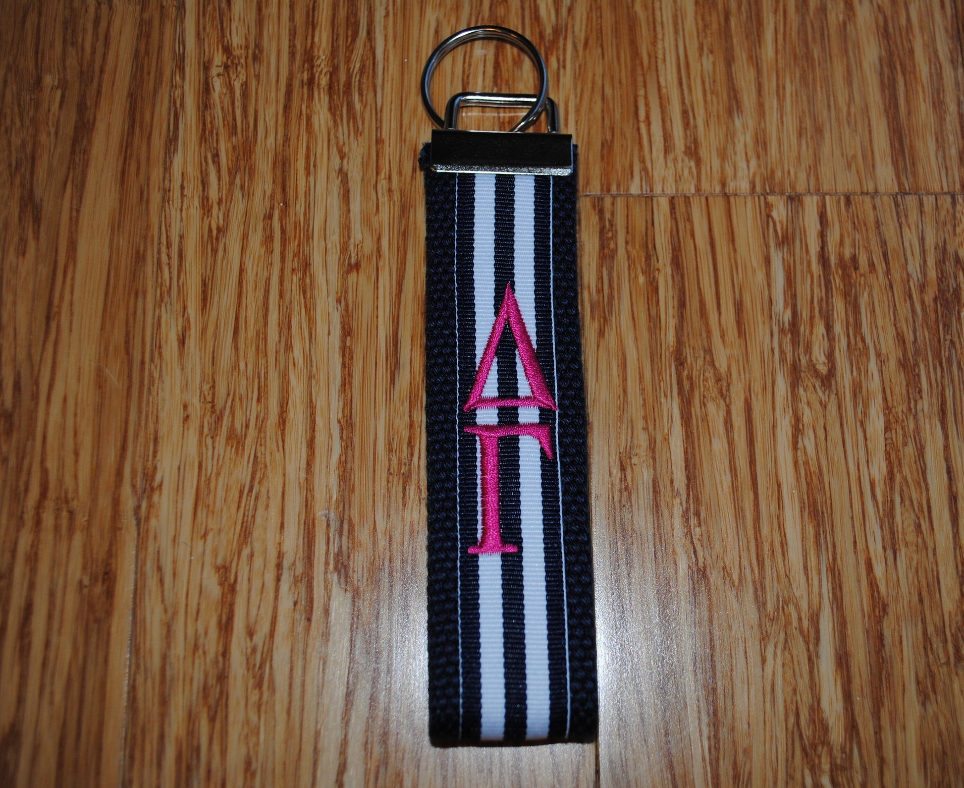 Sorority Keychain - Stripe Keychain Monogrammed-Choose Design,Sorority, Letter, Personalized Wristlet Licensed product.Key Fob, Embroidery