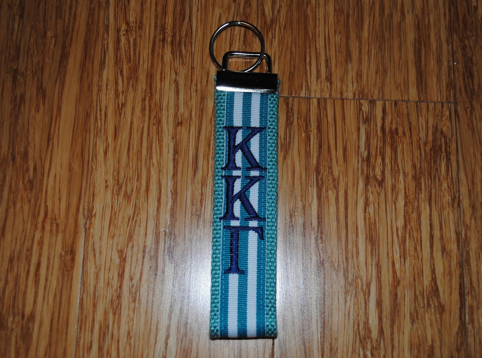 Sorority Keychain - Stripe Keychain Monogrammed-Choose Design,Sorority, Letter, Personalized Wristlet Licensed product.Key Fob, Embroidery