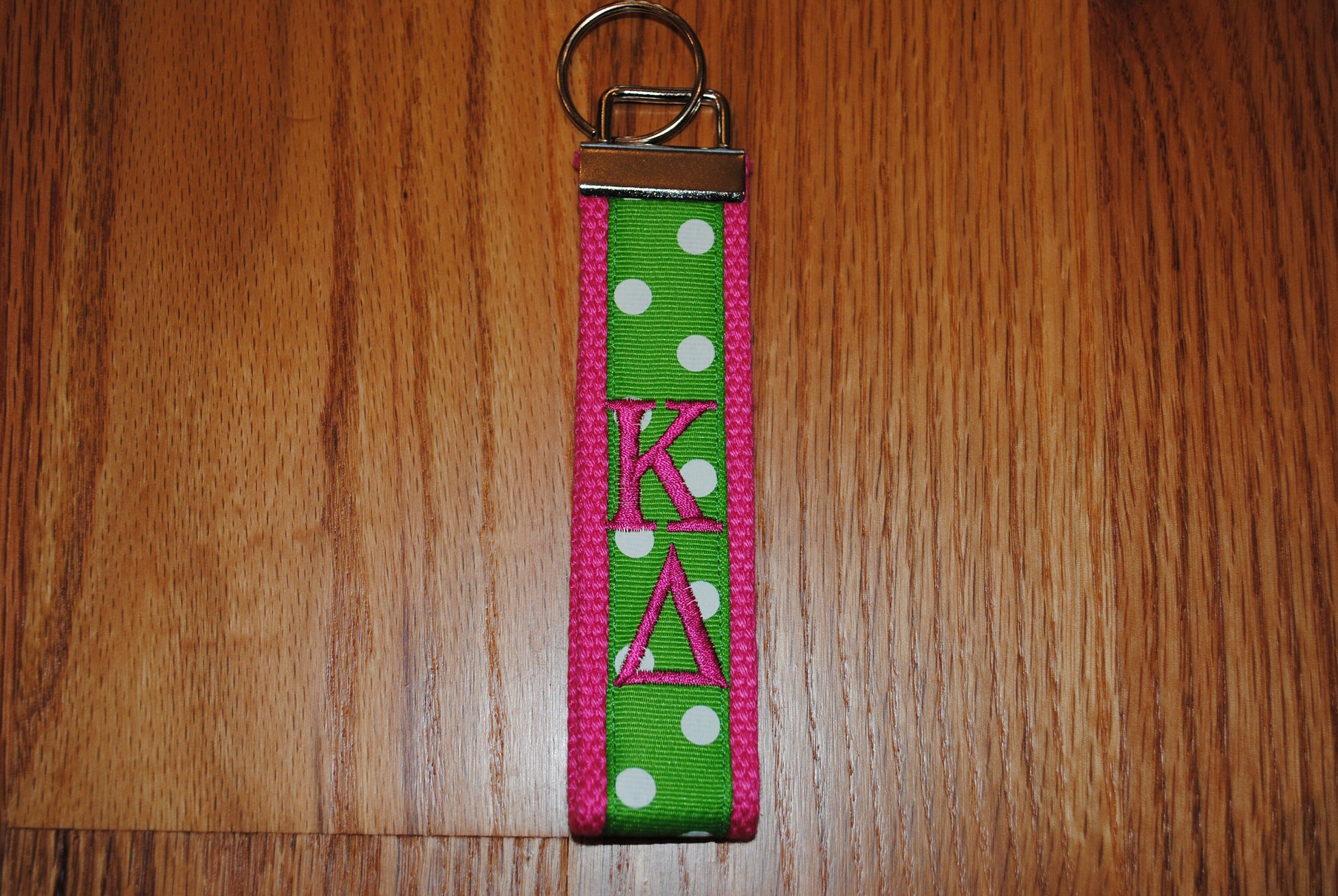 Kappa Delta Sorority Keychain Monogrammed-Choose Design,Sorority, Letter, Personalized Wristlet Licensed product.Key Fob, Embroidery