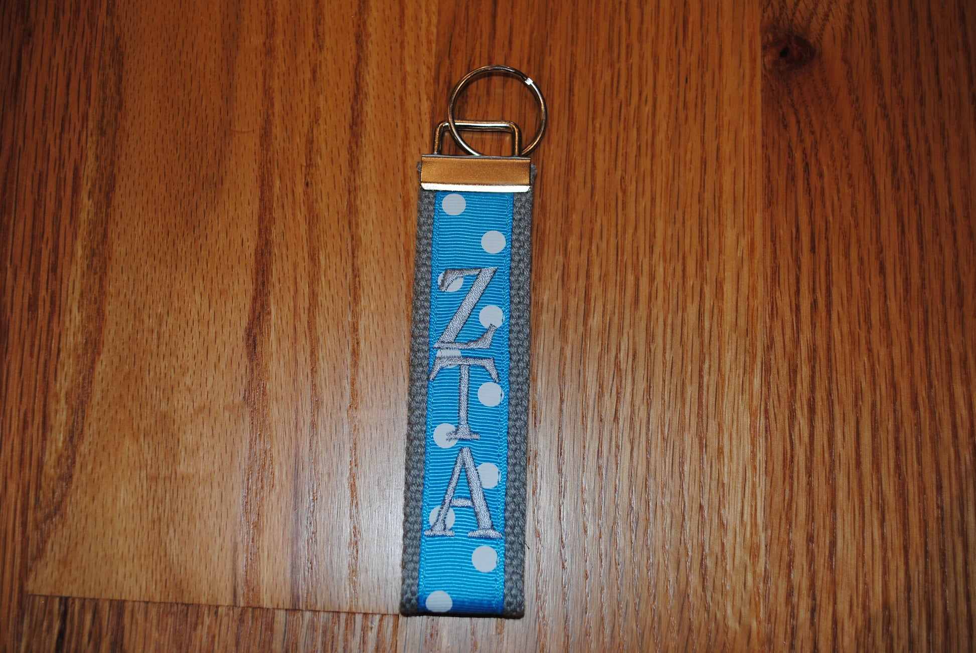Zeta Tau Alpha Sorority Keychain -Choose Sorority,Design, Letter, or Personalized Wristlet Licensed product.Key Fob, Embroidery