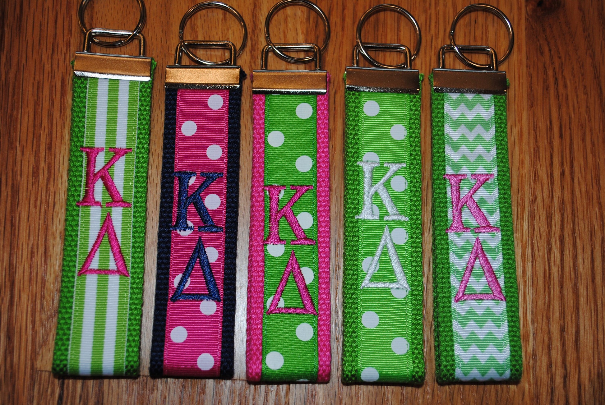 Kappa Delta Sorority Keychain Monogrammed-Choose Design,Sorority, Letter, Personalized Wristlet Licensed product.Key Fob, Embroidery