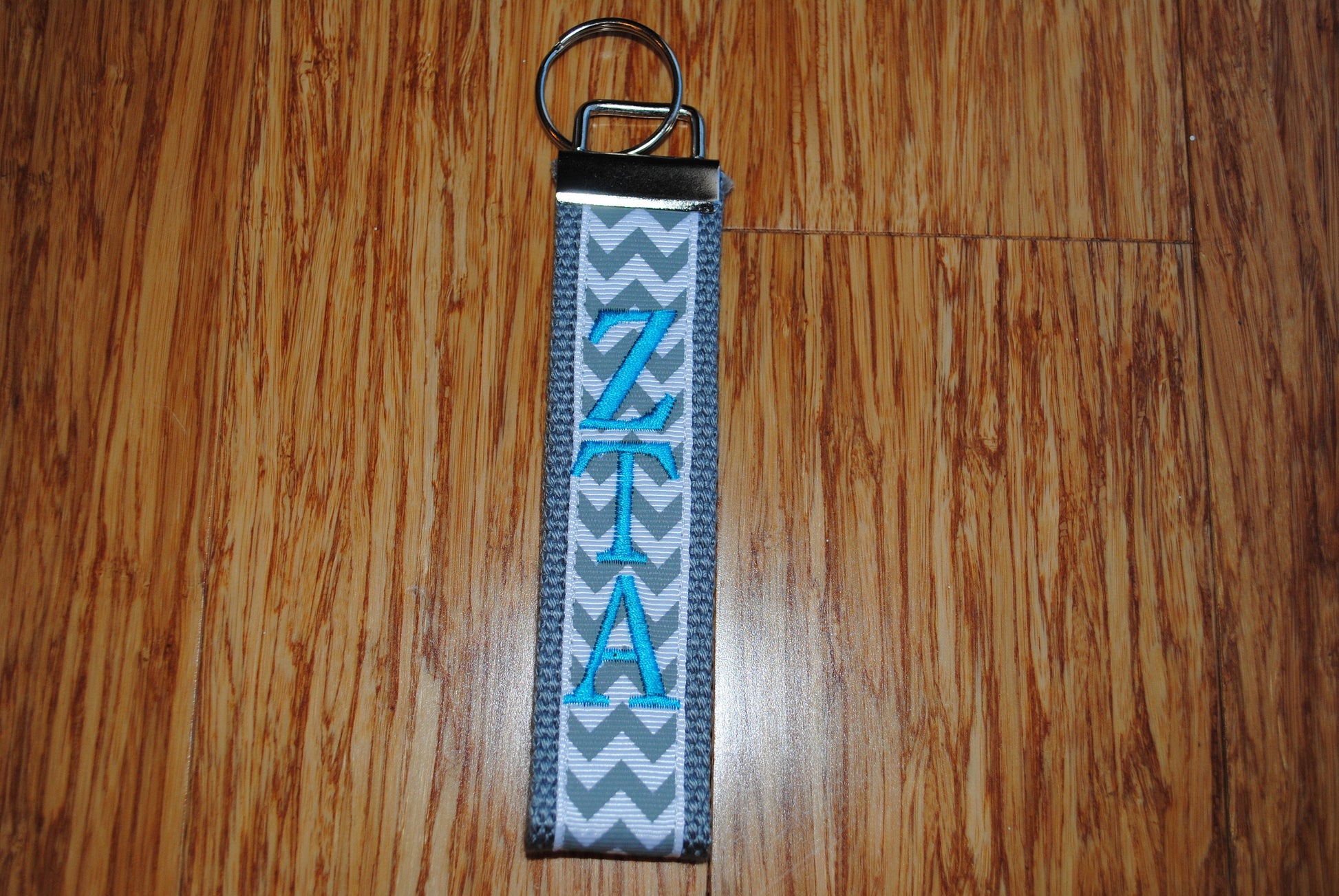 Sorority Keychain -Chevron Keychain/Grandmother/Monogrammed-Choose Color,Sorority, Letter, Personalized Wristlet Licensed product Embroidery