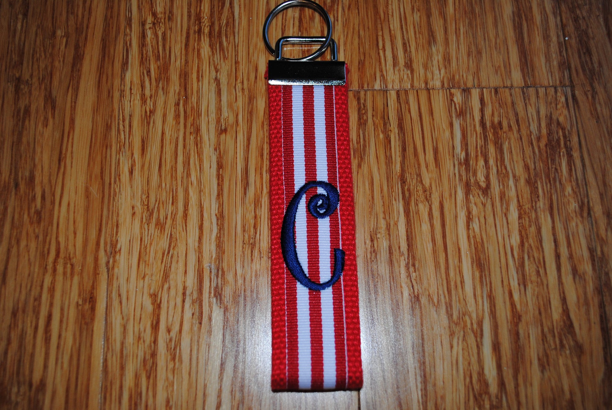 Sorority Keychain - Stripe Keychain Monogrammed-Choose Design,Sorority, Letter, Personalized Wristlet Licensed product.Key Fob, Embroidery