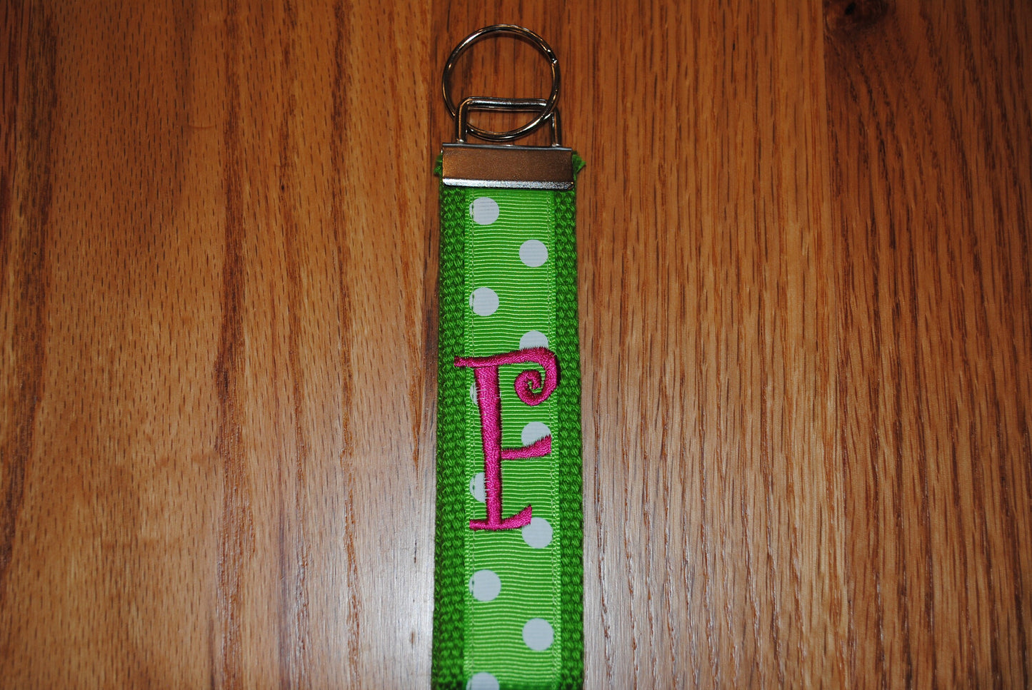 Keychain - Polka Dot, Monogrammed-Choose Color,Sorority, Letter, Personalized Wristlet Licensed product.Key Fob, Embroidery