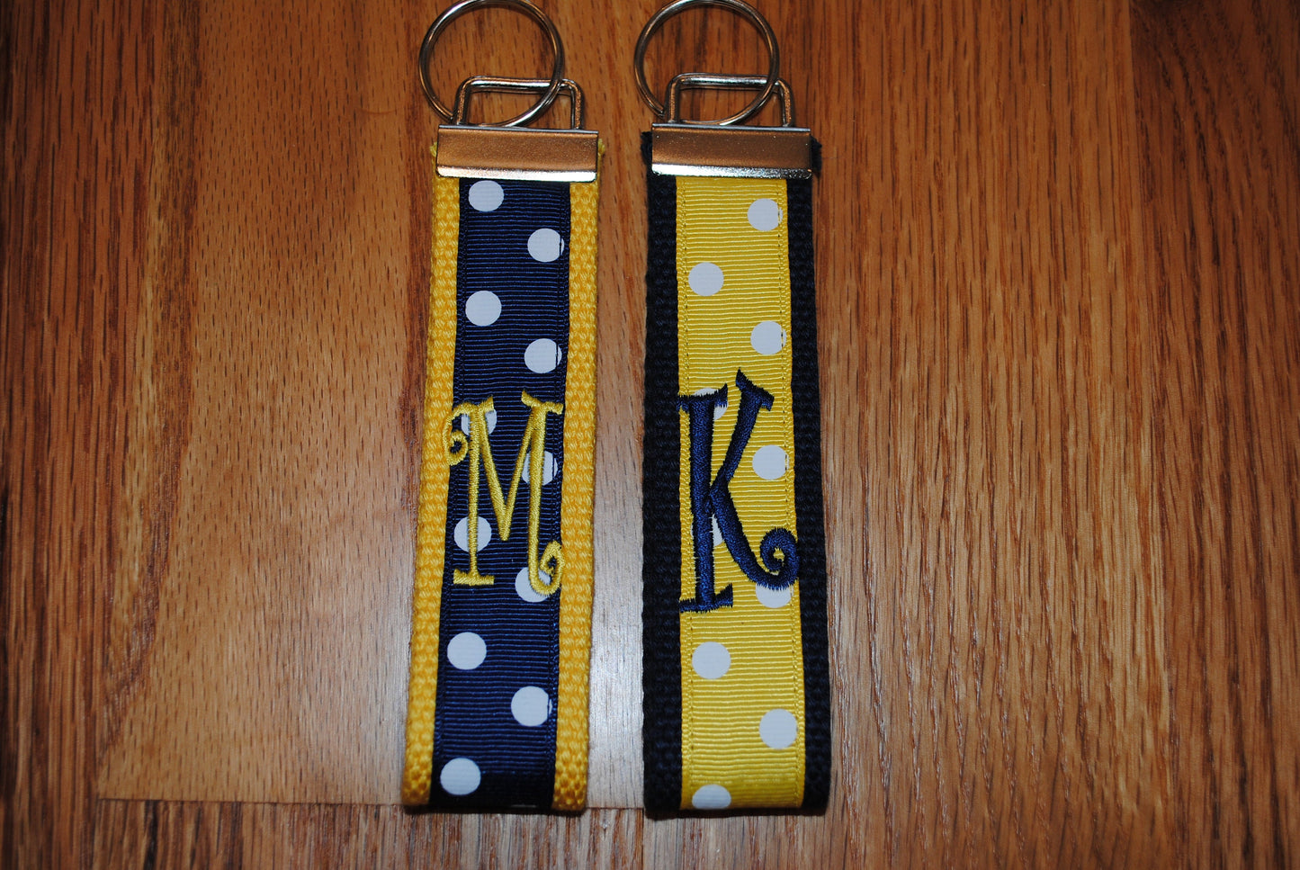 Keychain - College Polka Dot Monogrammed-Choose Color,Sorority, Letter, Personalized Wristlet Licensed product.Key Fob, Embroidery