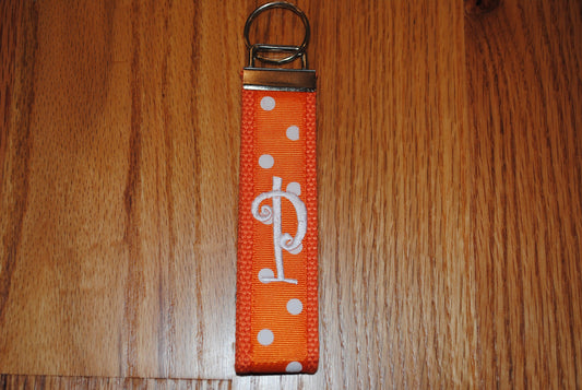 Tennessee Keychain - Monogrammed Key Fob Keychain Cotton Orange Webbing Orange Ribbon Wristlet