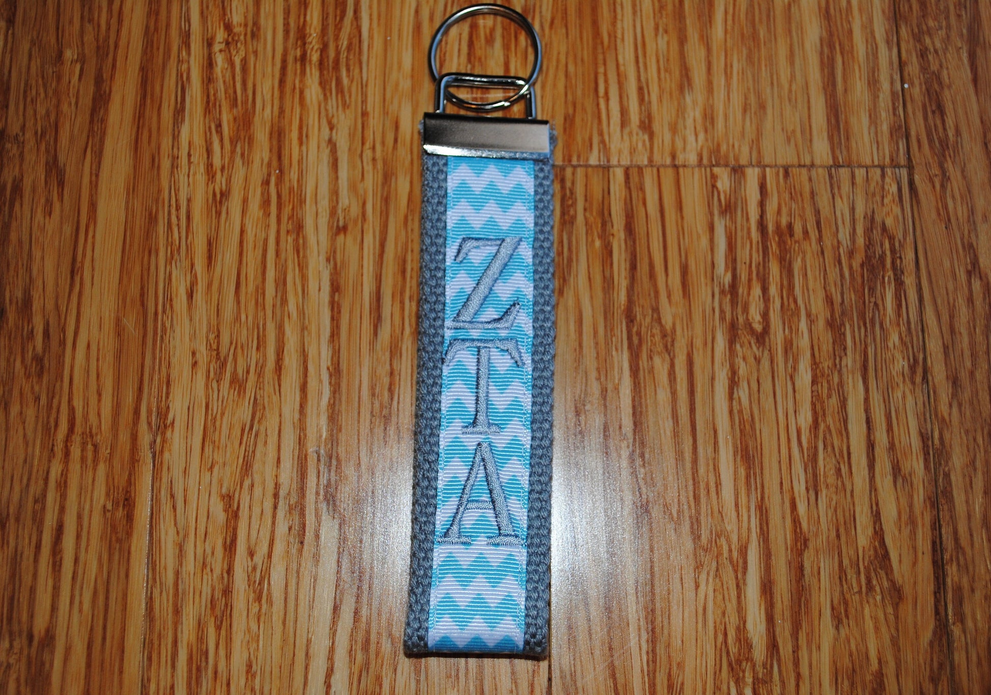 Zeta Tau Alpha Sorority Keychain -Choose Sorority,Design, Letter, or Personalized Wristlet Licensed product.Key Fob, Embroidery