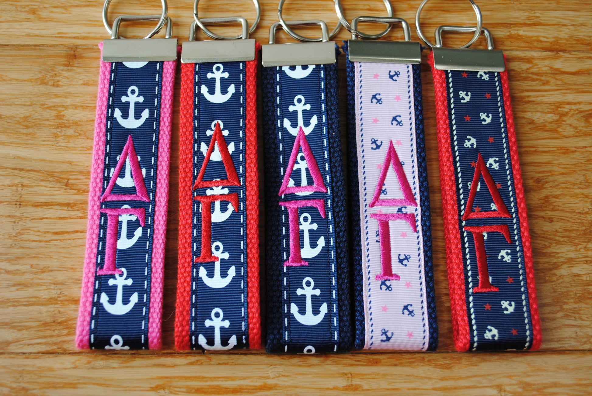 Delta Gamma Keychain - Monogrammed-Choose Design,Sorority, Letter, Personalized Key Fob Wristlet Licensed product.Key Fob, Embroidery