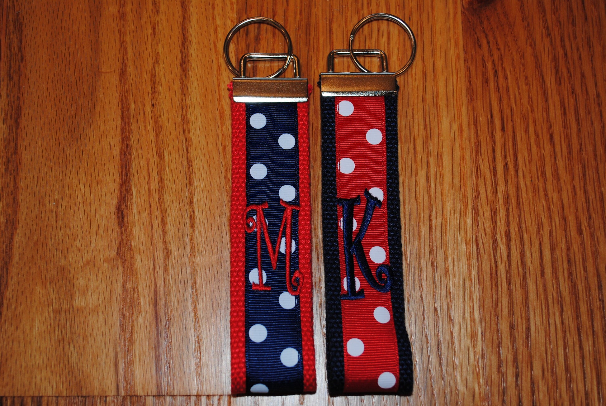 University of Richmond Keychain, Liberty University - Monogrammed Key Fob Cotton Webbing Grosgrain Ribbon Wristlet, Embroidered Keychain