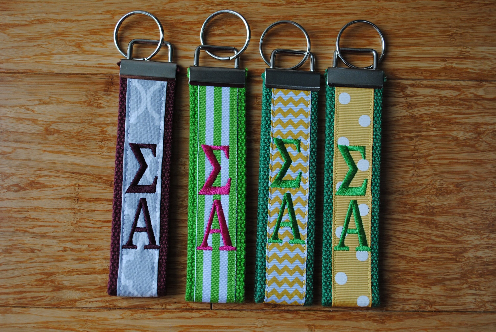 Sigma Alpha Sorority Keychain - Monogrammed/Embroidery Key Fob Keychain Wristlet(OFFICIAL LICENSED PRODUCT)