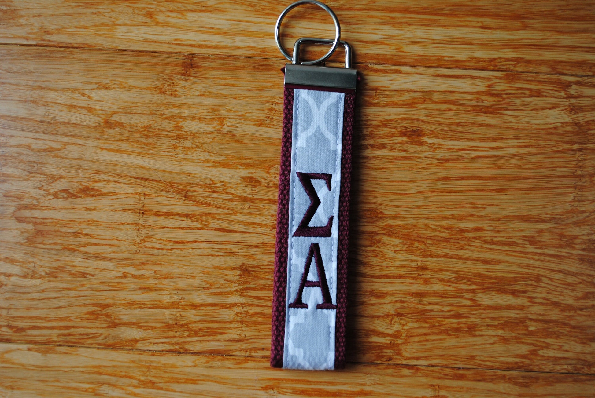 Sigma Alpha Sorority Keychain - Monogrammed/Embroidery Key Fob Keychain Wristlet(OFFICIAL LICENSED PRODUCT)