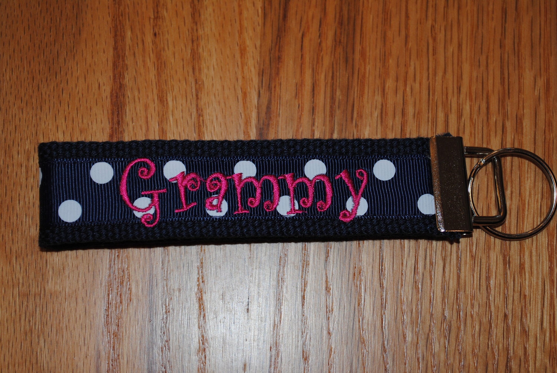 Keychain - Polka Dot, Monogrammed-Choose Color,Sorority, Letter, Personalized Wristlet Licensed product.Key Fob, Embroidery