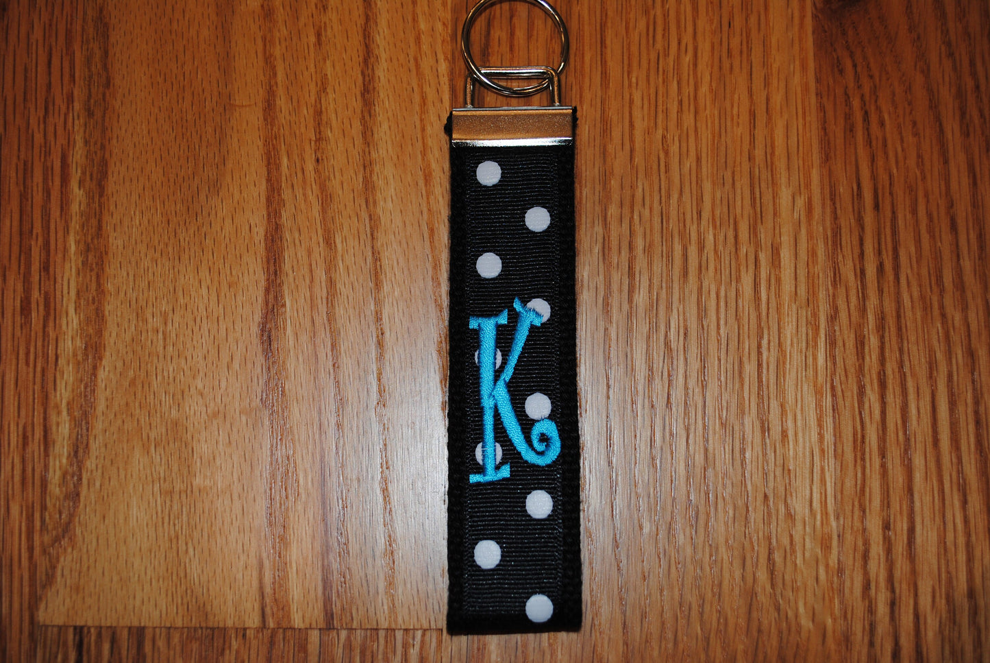 Keychain - Polka Dot, Monogrammed-Choose Color,Sorority, Letter, Personalized Wristlet Licensed product.Key Fob, Embroidery