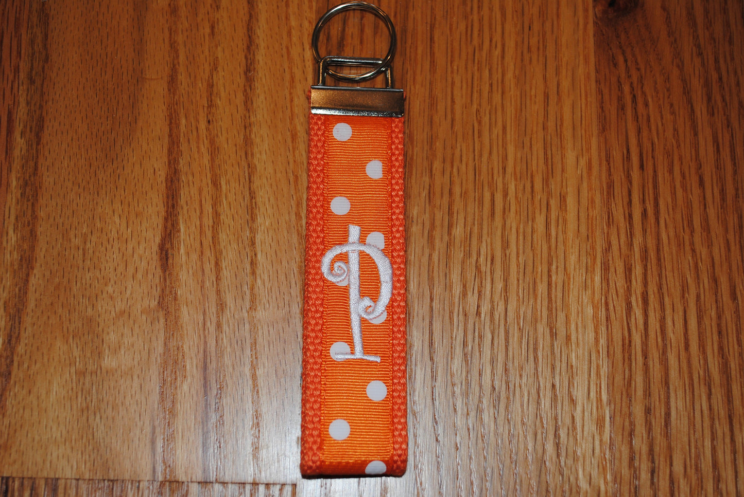 Keychain - College Polka Dot Monogrammed-Choose Color,Sorority, Letter, Personalized Wristlet Licensed product.Key Fob, Embroidery