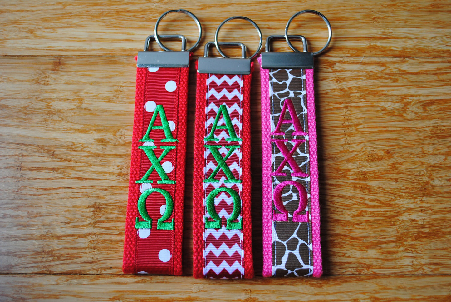 Alpha Chi Omega Keychain - Monogrammed Keyfob Wristlet(OFFICIAL LICENSED PRODUCT) Choose style