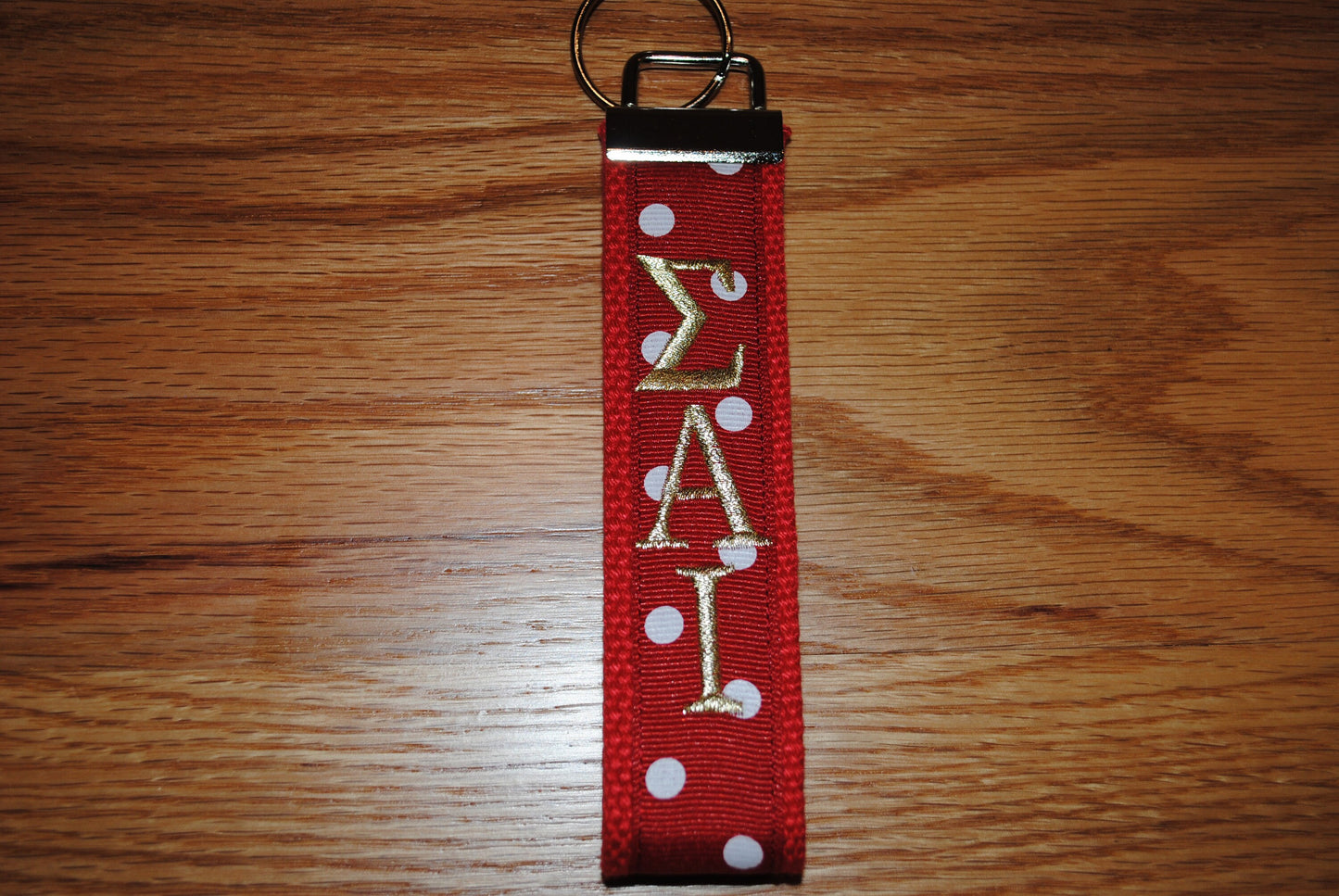 Sigma Alpha Iota Sorority Keychain - Red Webbing, Choose Ribbon and Monogram Key Fob Keychain Wristlet(OFFICIAL LICENSED PRODUCT)