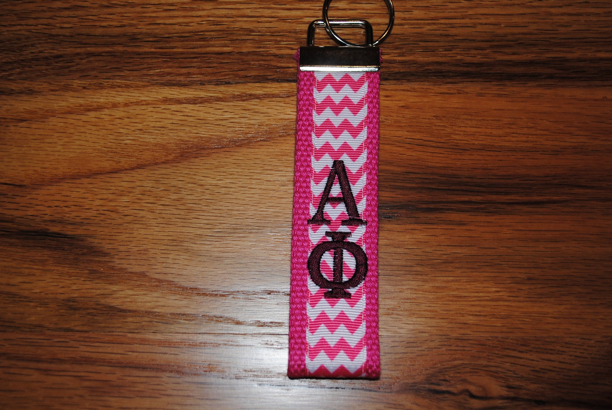 Alpha Phi Sorority Keychain - Monogrammed/Embroidery Key Fob Keychain Wristlet(OFFICIAL LICENSED PRODUCT)