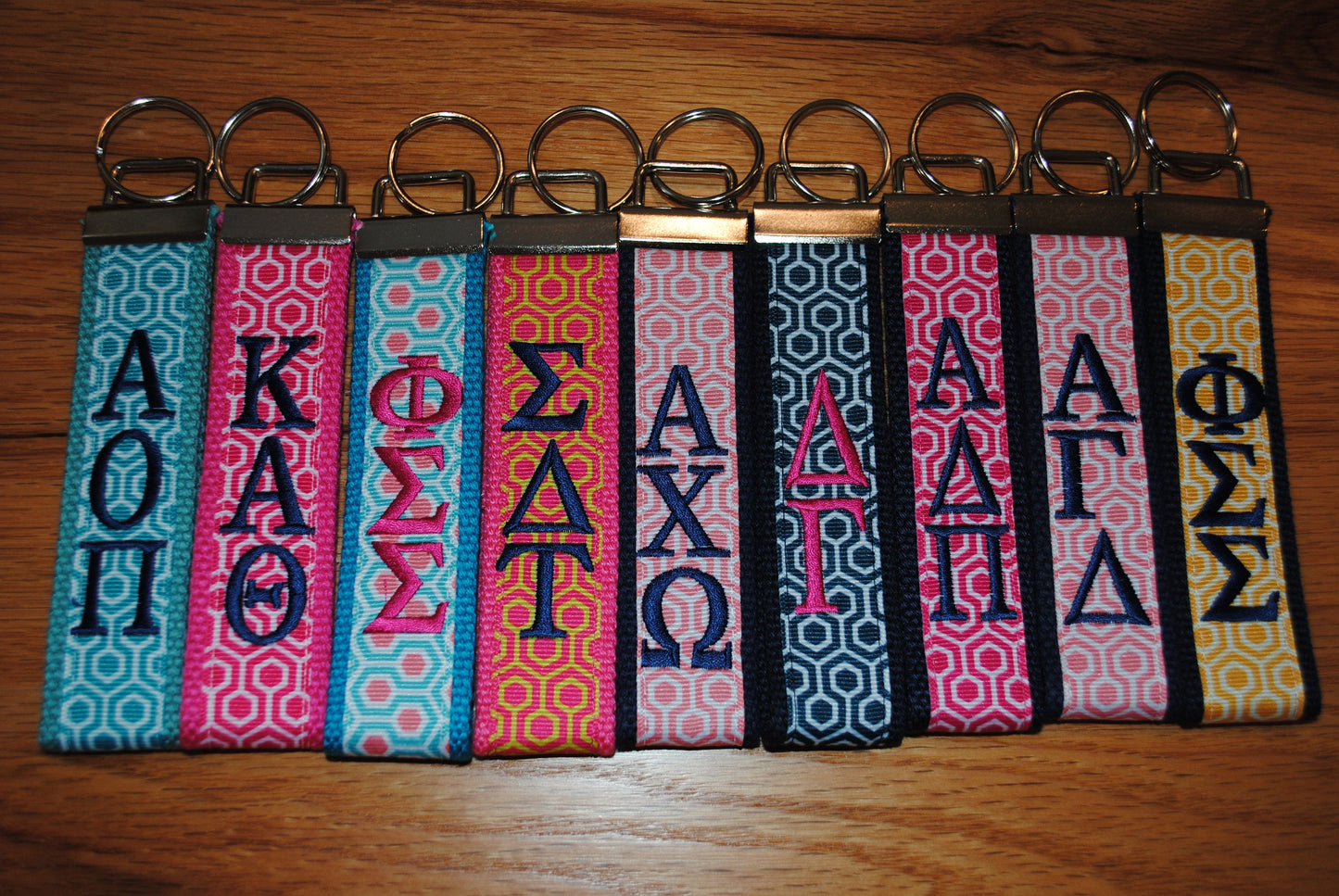 Sorority Keychain - Choose Sorority, Letters, Ribbon, Grandmothers or personalized monogrammed Licensed Product, Quadtrefoil ribbon, key fob