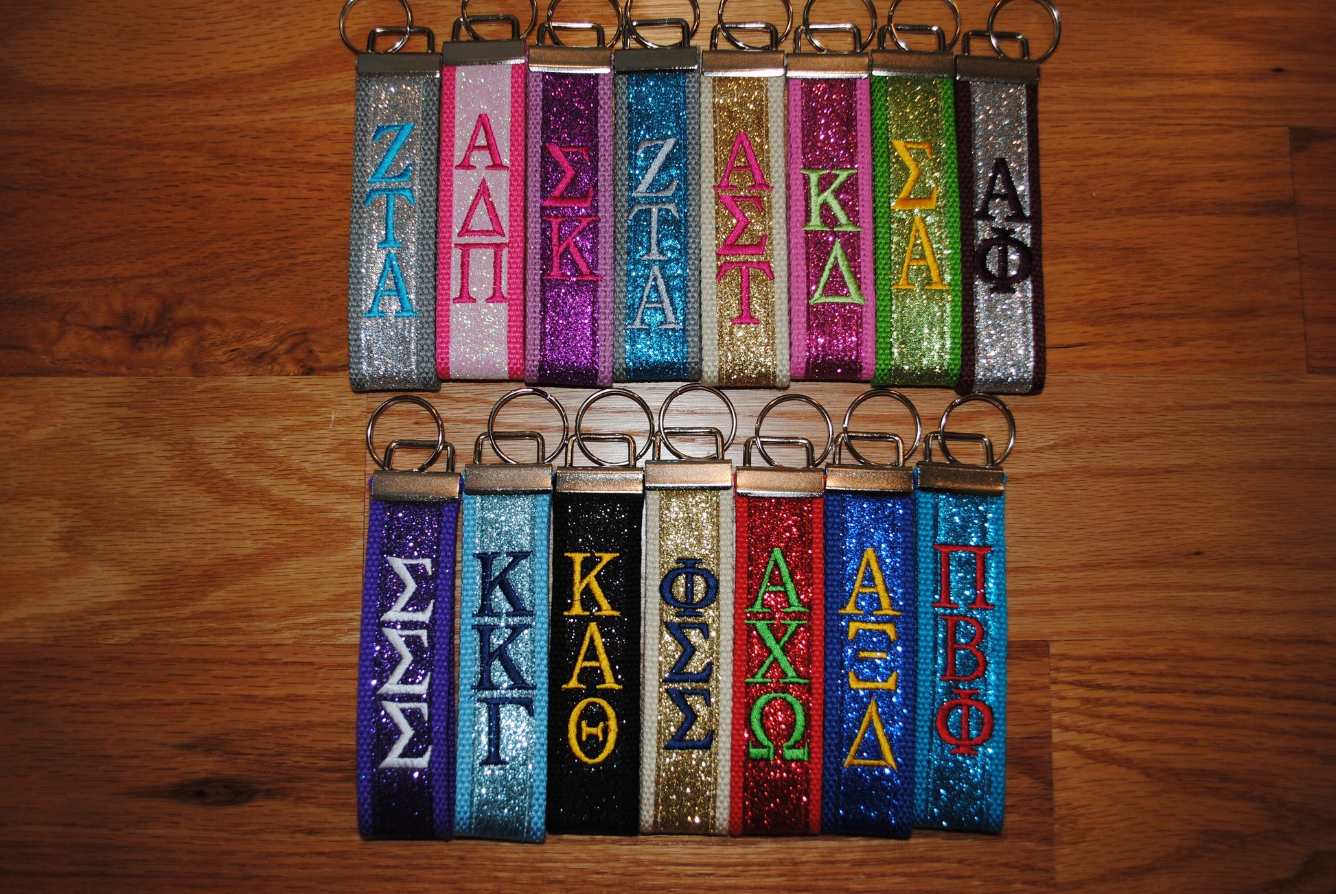 Sorority Keychain, Keyfob - Glitter Monogrammed-Choose Design,Sorority, Letter, Personalized Wristlet Licensed product, Embroidery