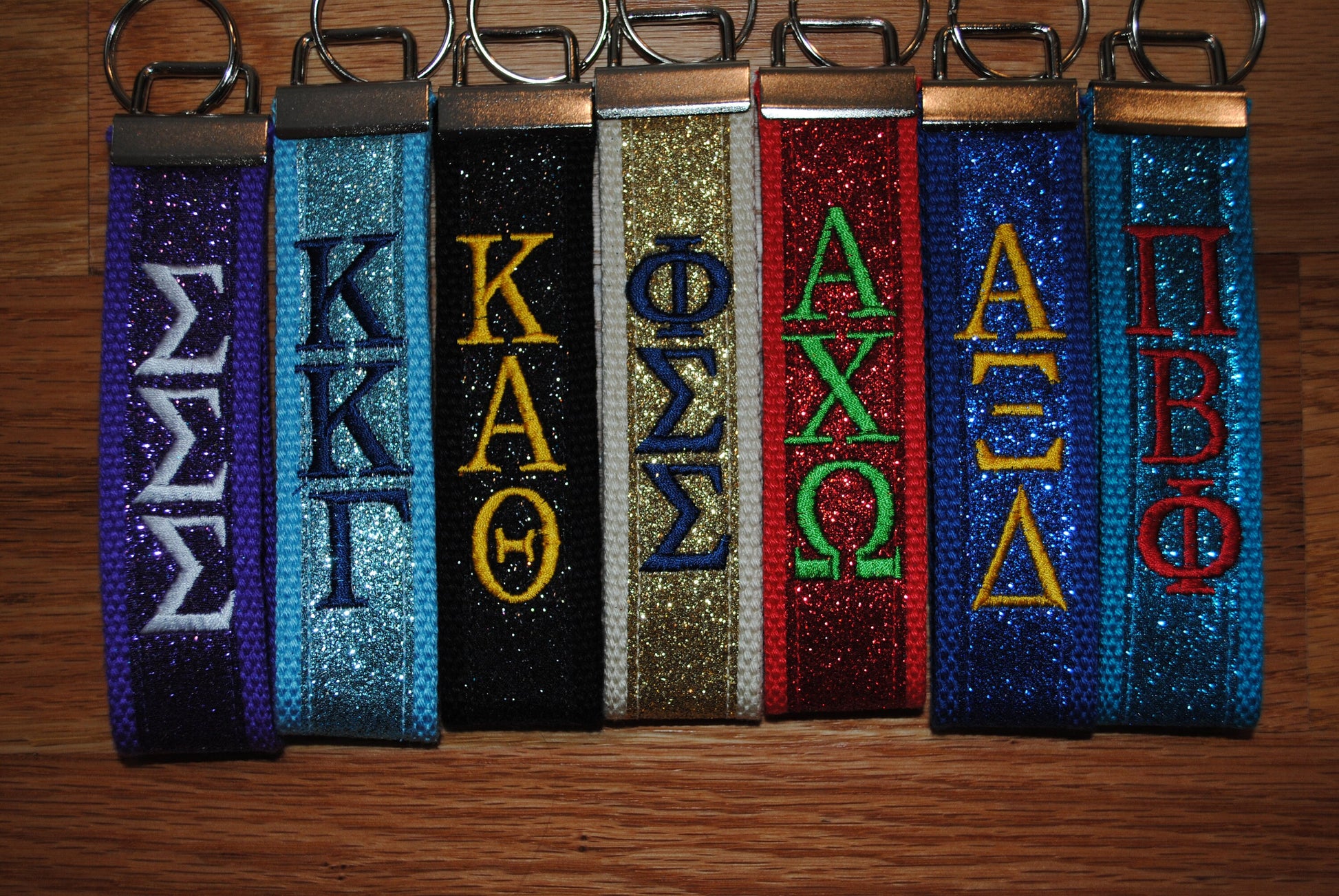 Sorority Keychain, Keyfob - Glitter Monogrammed-Choose Design,Sorority, Letter, Personalized Wristlet Licensed product, Embroidery