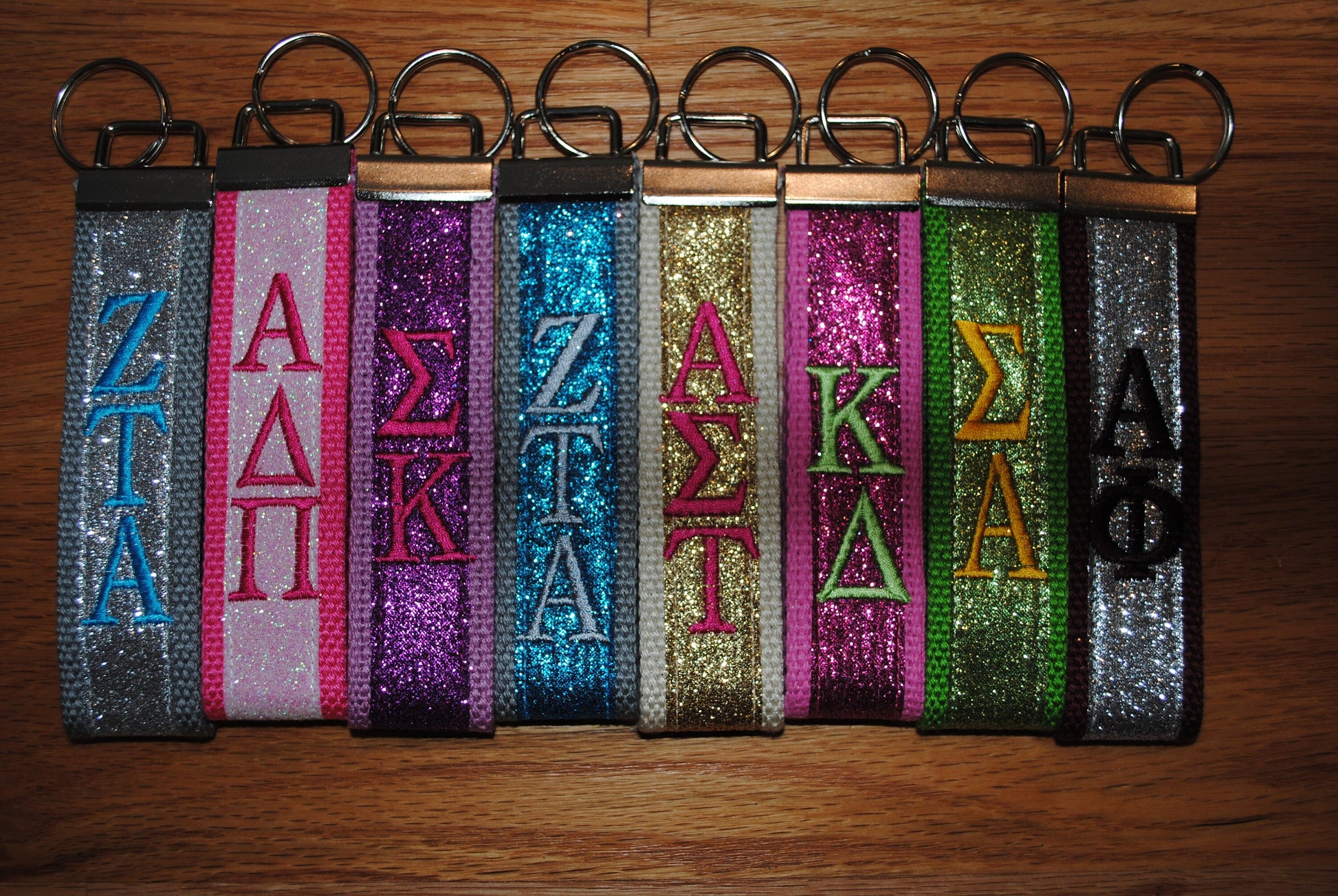 Sorority Keychain, Keyfob - Glitter Monogrammed-Choose Design,Sorority, Letter, Personalized Wristlet Licensed product, Embroidery