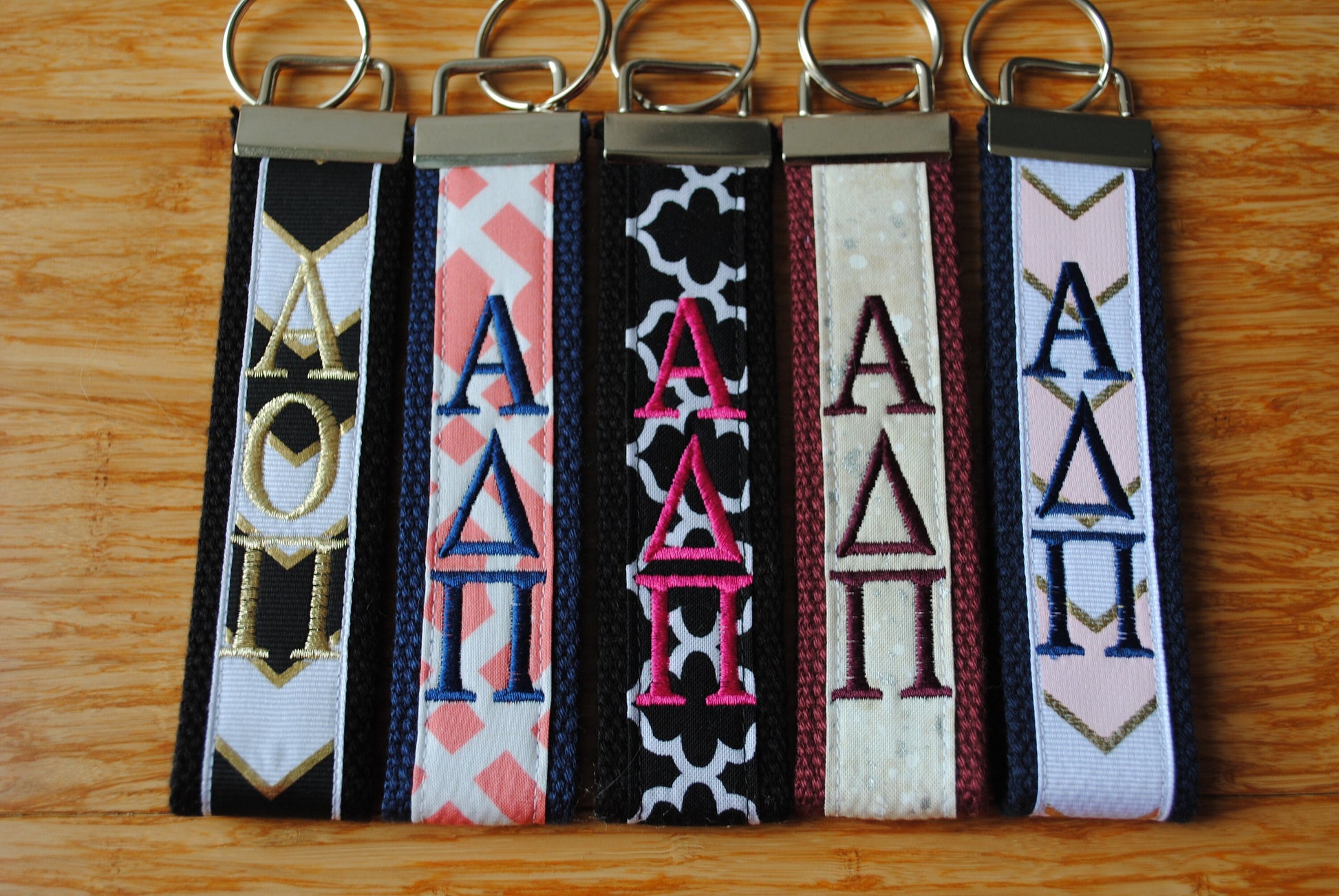 Alpha Delta Pi Sorority Keychain, Keyfob - Monogrammed-Choose Design,Sorority, Letter, Personalized Wristlet Licensed product, Embroidery