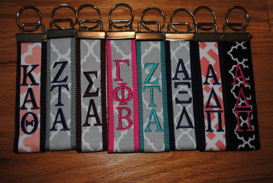 Sorority Keychain, Keyfob - Quadrofoil fabric Monogrammed-Choose Design,Sorority, Letter, Personalized Wristlet Licensed product, Embroidery