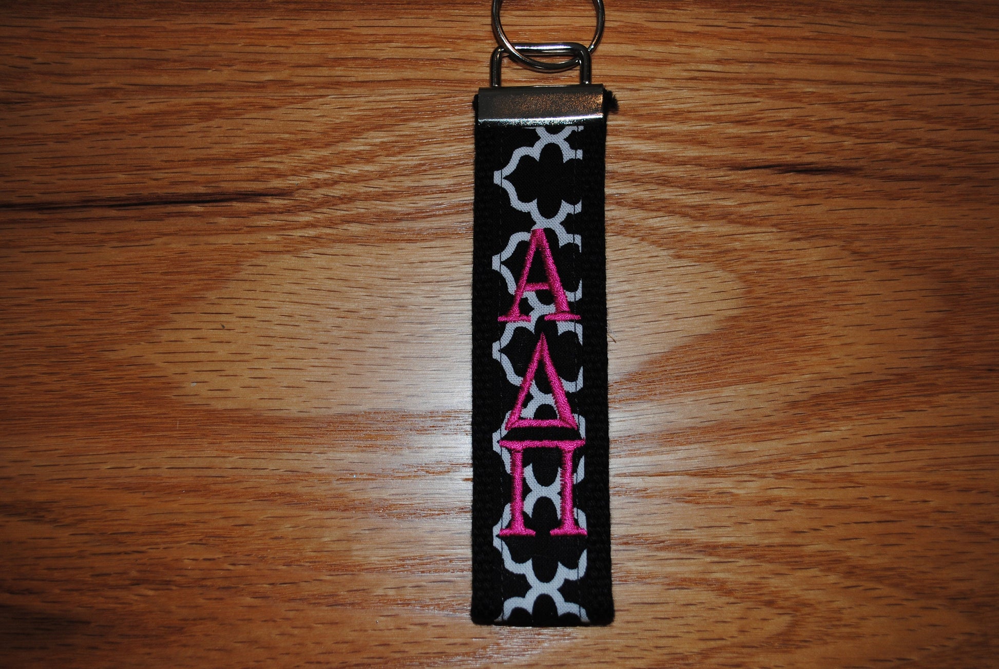 Sorority Keychain, Keyfob - Quadrofoil fabric Monogrammed-Choose Design,Sorority, Letter, Personalized Wristlet Licensed product, Embroidery