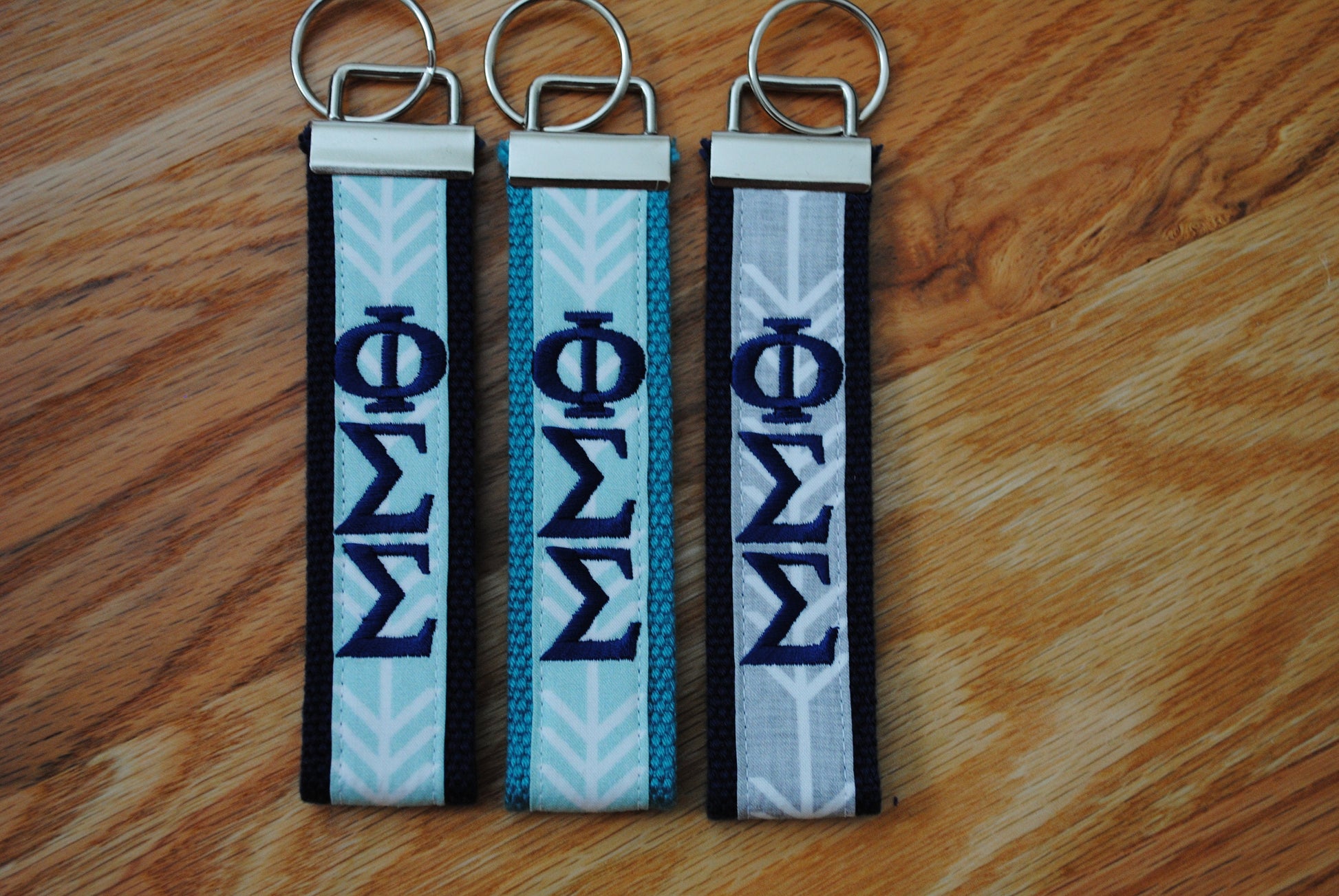 Phi Sigma Sigma Keychain - Monogrammed-Choose Design,Sorority, Letter, Personalized Key Fob Wristlet Licensed product.Key Fob, Embroidery