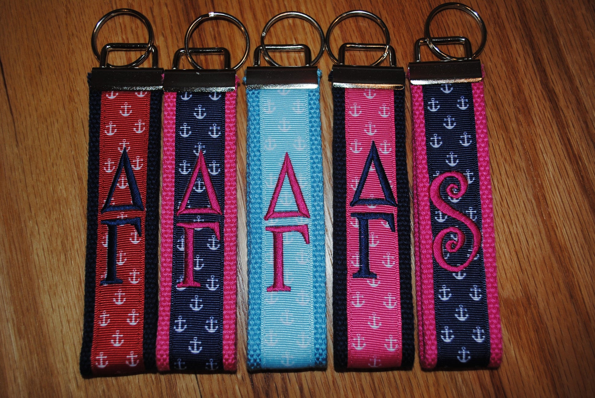 Delta Gamma Keychain - Monogrammed-Choose Design,Sorority, Letter, Personalized Key Fob Wristlet Licensed product.Key Fob, Embroidery