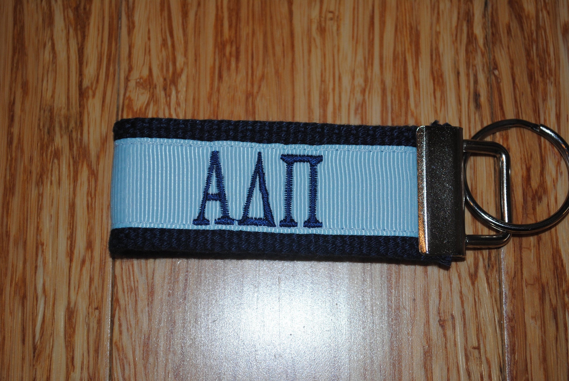 Alpha Delta Pi Sorority Keychain/SMALL/Solid Ribbon/Keyfob/Monogrammed/Choose Design/Sorority/Wristlet/Licensed product/Embroidery 3 1/2"