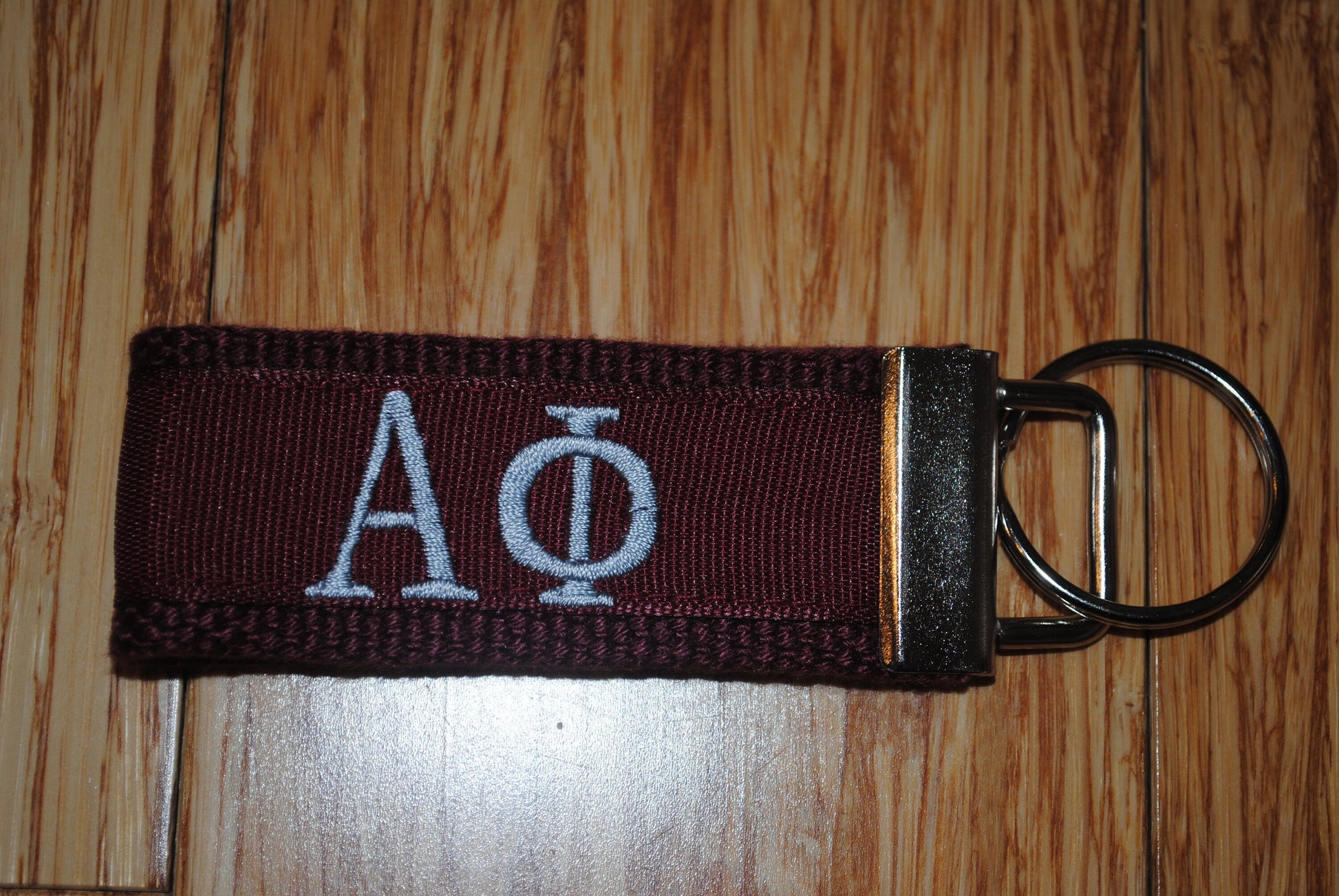 Alpha Phi Sorority Keychain/SMALL/Solid Ribbon/ Keyfob/Monogrammed/Choose Design/Sorority/Letter/Licensed product/Embroidery, 3 1/2" long