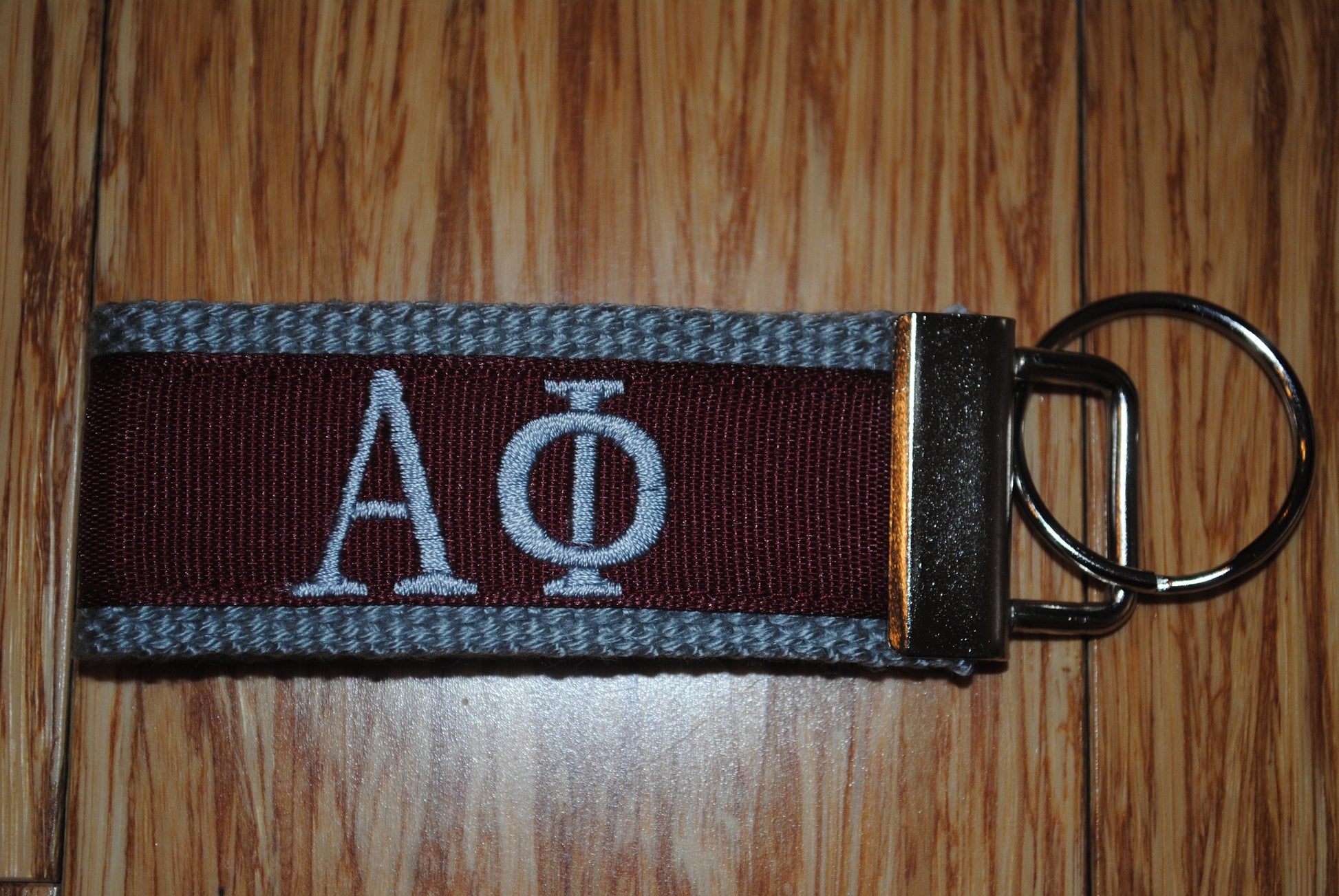 Alpha Phi Sorority Keychain/SMALL/Solid Ribbon/ Keyfob/Monogrammed/Choose Design/Sorority/Letter/Licensed product/Embroidery, 3 1/2" long