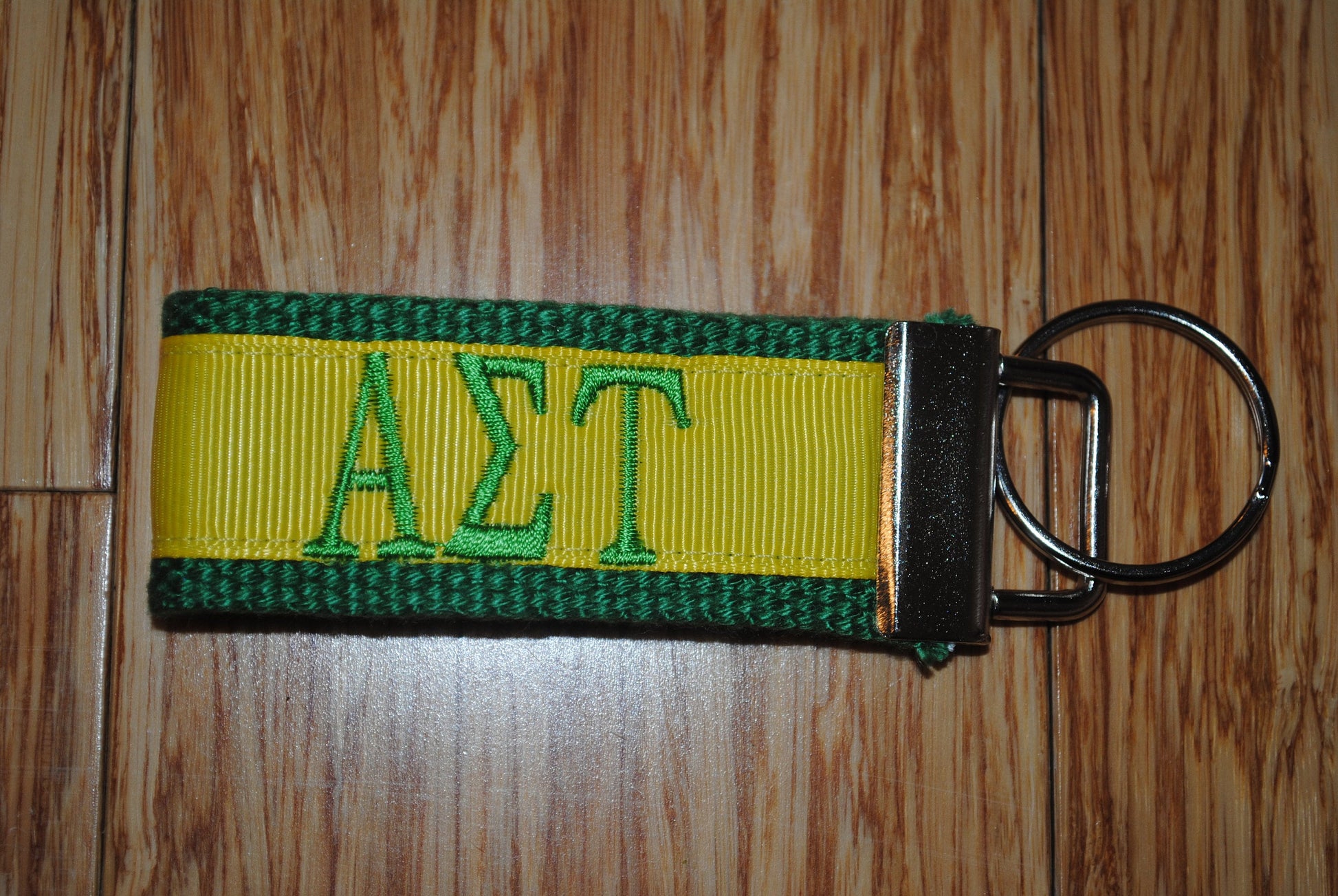 Alpha Sigma Tau Sorority Keychain/SMALL/Solid Ribbon/Keyfob/Monogram/Choose Design/Sorority/Letter/Licensed product/Embroidery 3 1/2" long