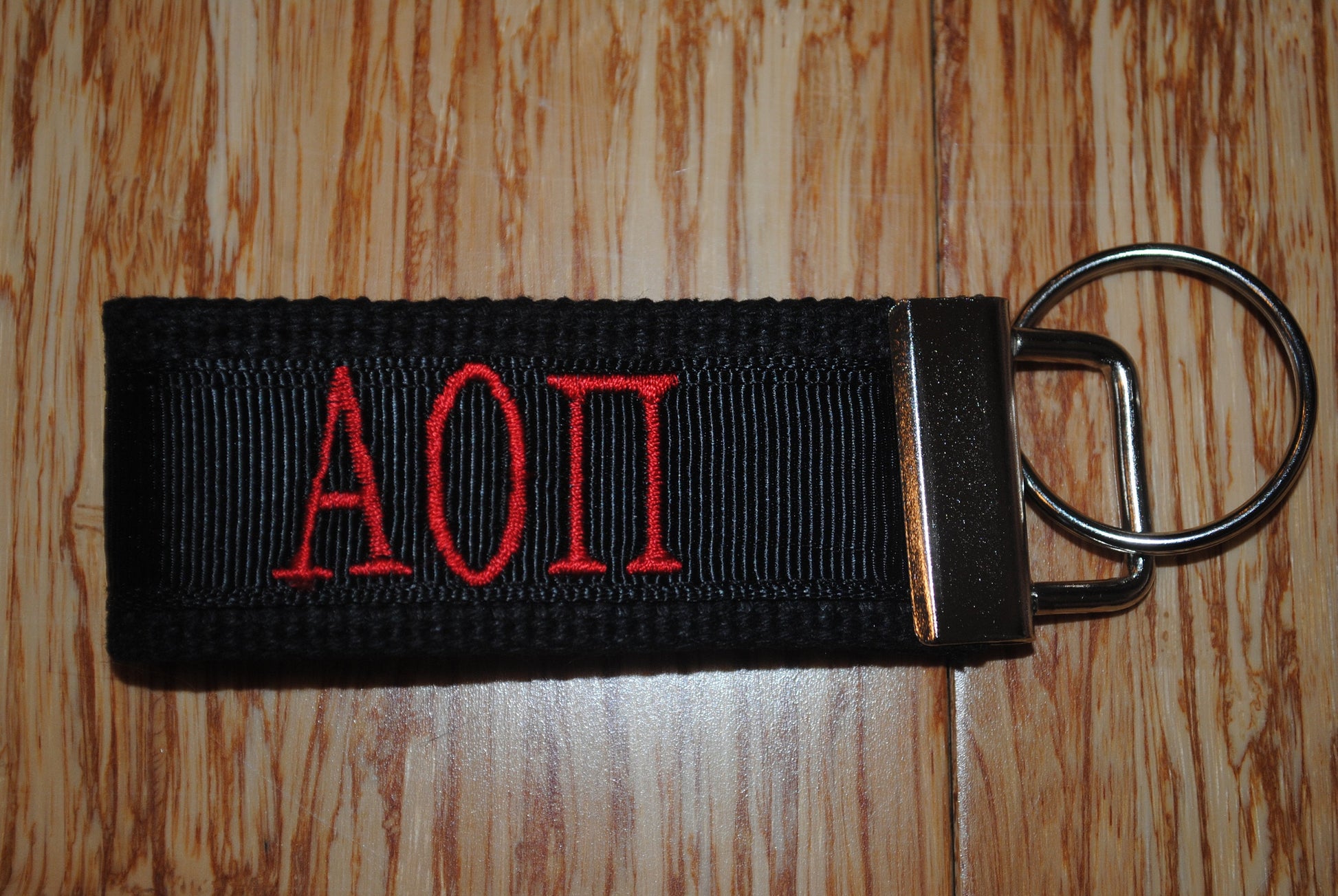 Alpha Omicron Pi Sorority Keychain/SMALL/Solid Ribbon/Keyfob/Monogram/Choose Design/Sorority/Letter/Licensed product/Embroidery 3 1/2" long