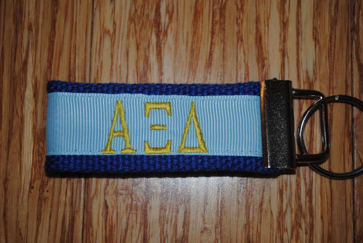 Alpha Xi Delta Sorority Keychain/SMALL/Solid Ribbon/Keyfob/Monogram/Choose Design/Sorority/Letter/Licensed product/Embroidery 3 1/2" long