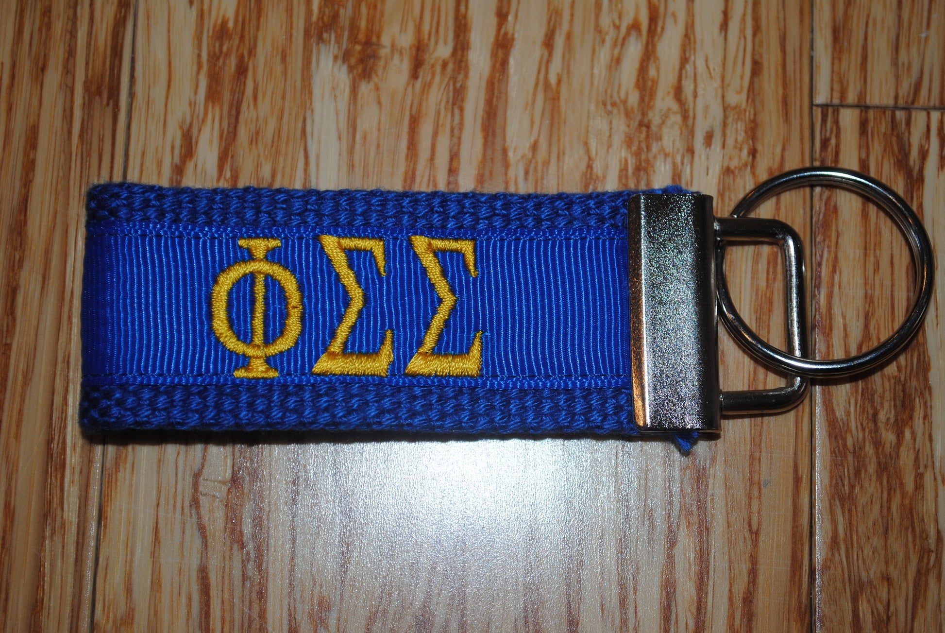 Phi Sigma Sigma Sorority Keychain/SMALL/Solid Ribbon/Keyfob/Monogram/Choose Design/Sorority/Letter/Licensed product/Embroidery 3 1/2" long