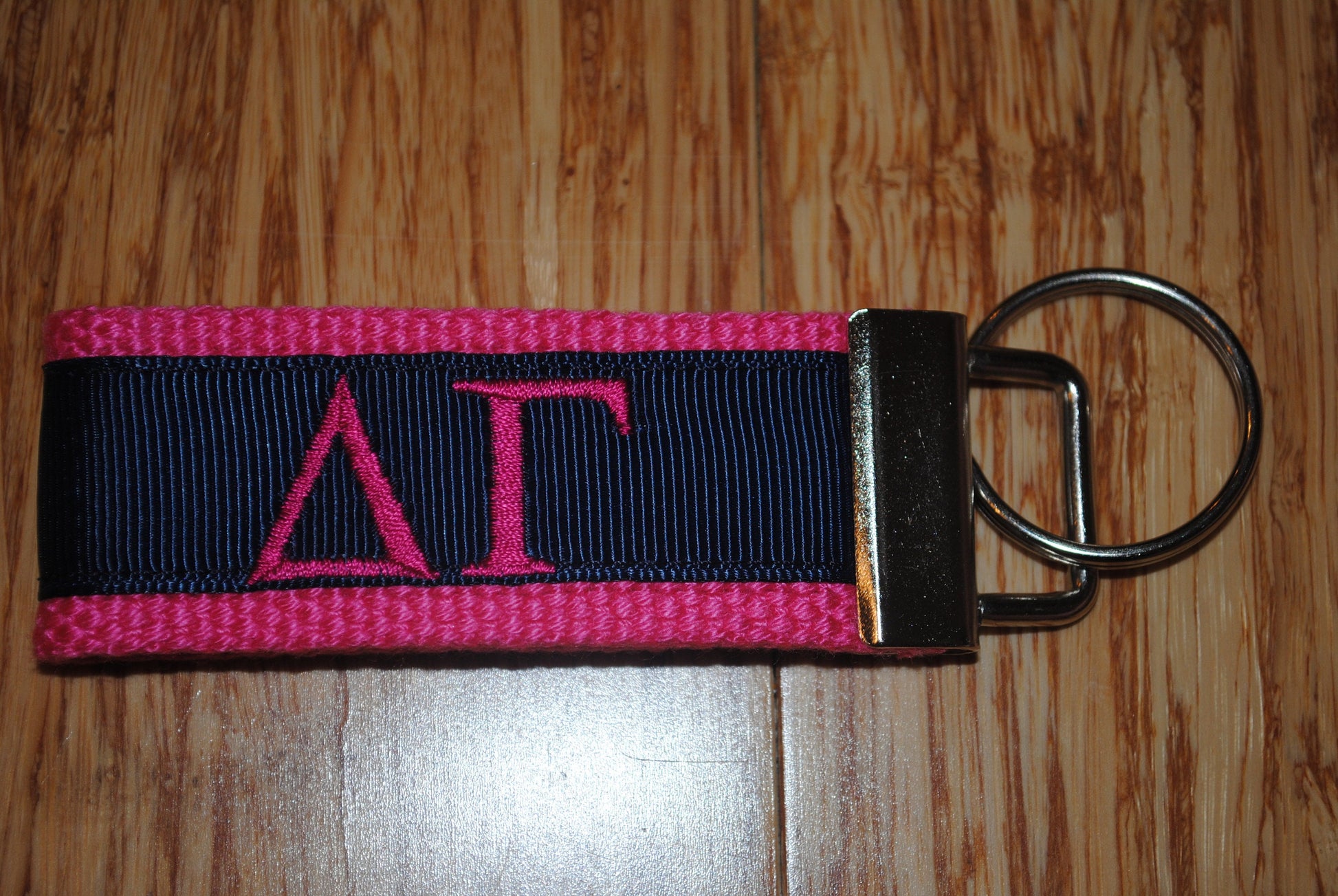 Delta Gamma Sorority Keychain/SMALL/Solid/Keyfob/Monogram/Choose Design/Sorority/Letter/Licensed product/Embroidery 3 1/2" long