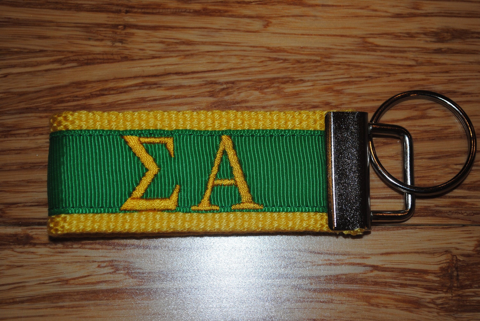 Sigma Alpha Sorority Keychain/SMALL/Solid Ribbon/Keyfob/Monogram/Choose Design/Sorority/Letter/Licensed product/Embroidery 3 1/2" long