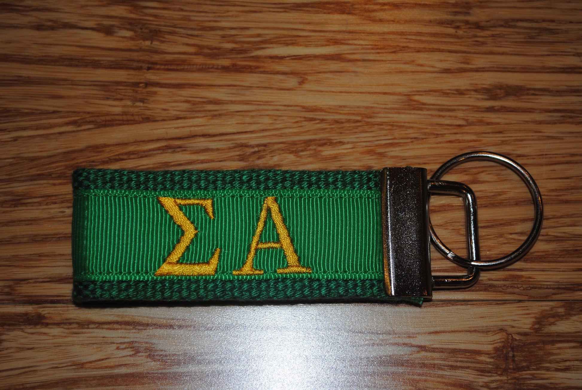 Sigma Alpha Sorority Keychain/SMALL/Solid Ribbon/Keyfob/Monogram/Choose Design/Sorority/Letter/Licensed product/Embroidery 3 1/2" long