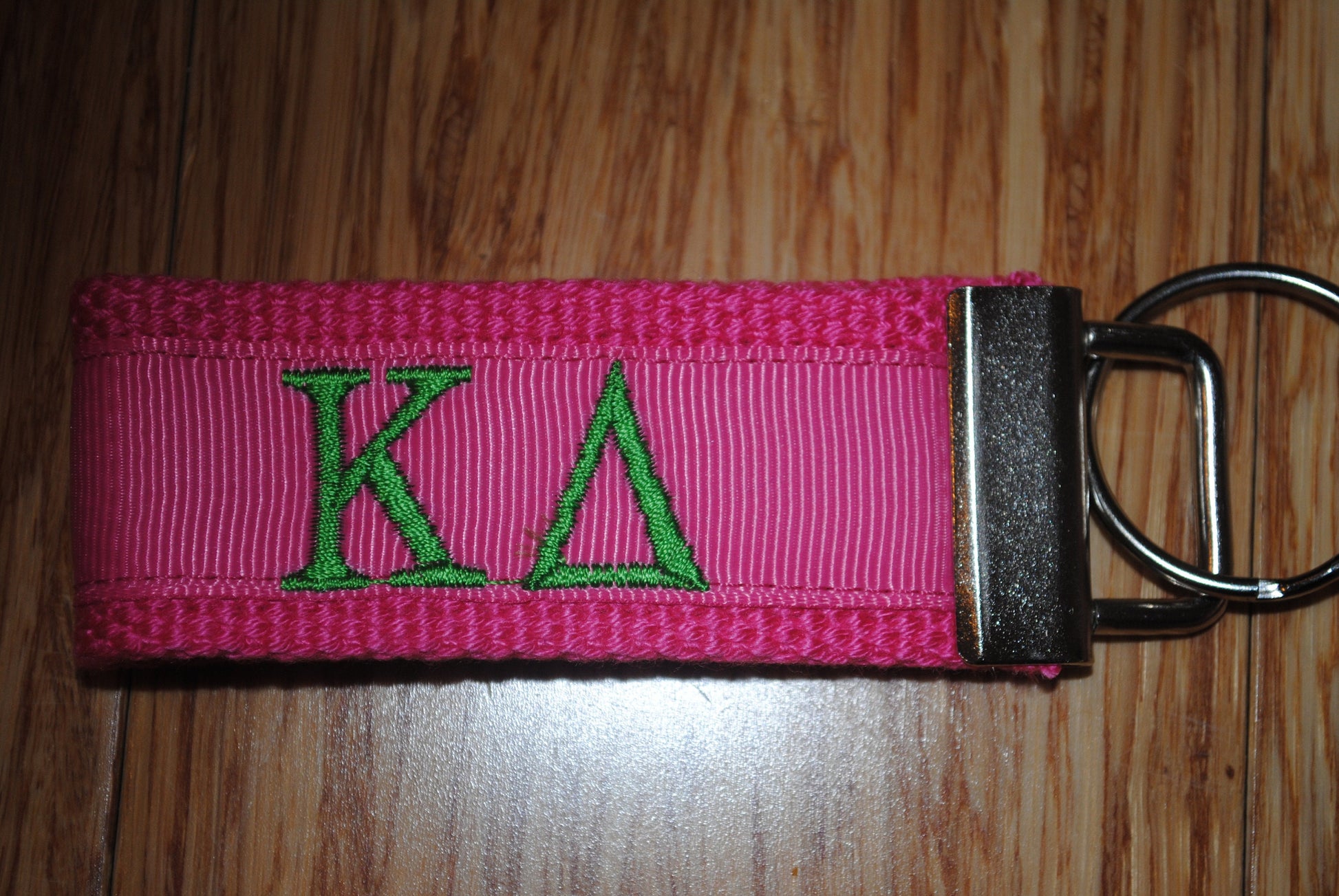 Kappa Delta Sorority Keychain/SMALL/Solid Ribbon/Keyfob/Monogram/Choose Design/Sorority/Letter/Licensed product/Embroidery 3 1/2" long