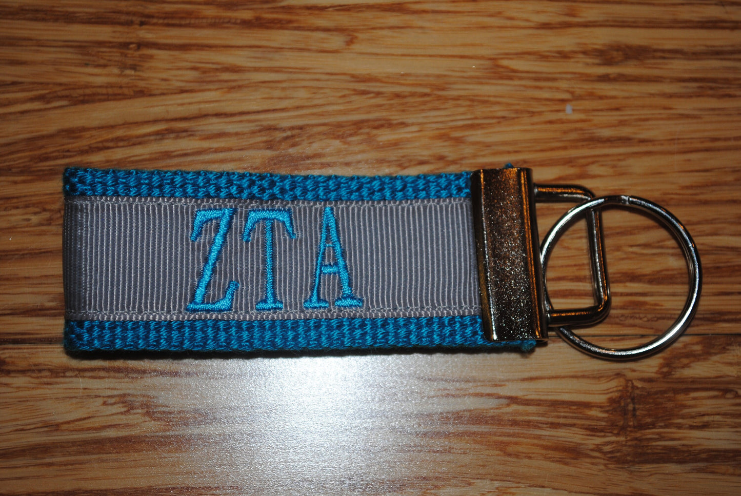 Zeta Tau Alpha Sorority Keychain/SMALL/Solid Ribbon/Keyfob/Monogram/Choose Design/Sorority/Letter/Licensed product/Embroidery 3 1/2" long