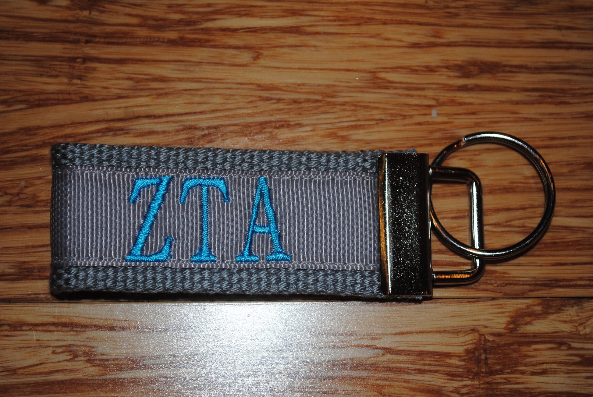 Zeta Tau Alpha Sorority Keychain/SMALL/Solid Ribbon/Keyfob/Monogram/Choose Design/Sorority/Letter/Licensed product/Embroidery 3 1/2" long